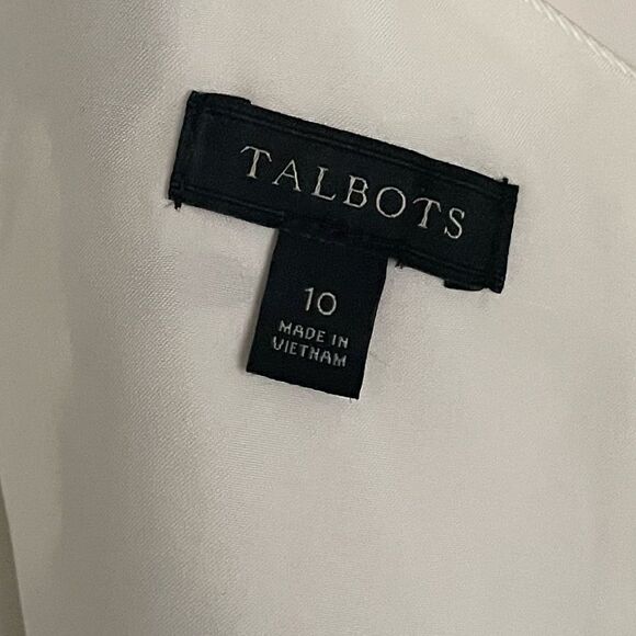 TALBOTS Black and White Floral Shift Sleeveless Shift Dress w/Bow Womens Size 10 - Picture 12 of 14